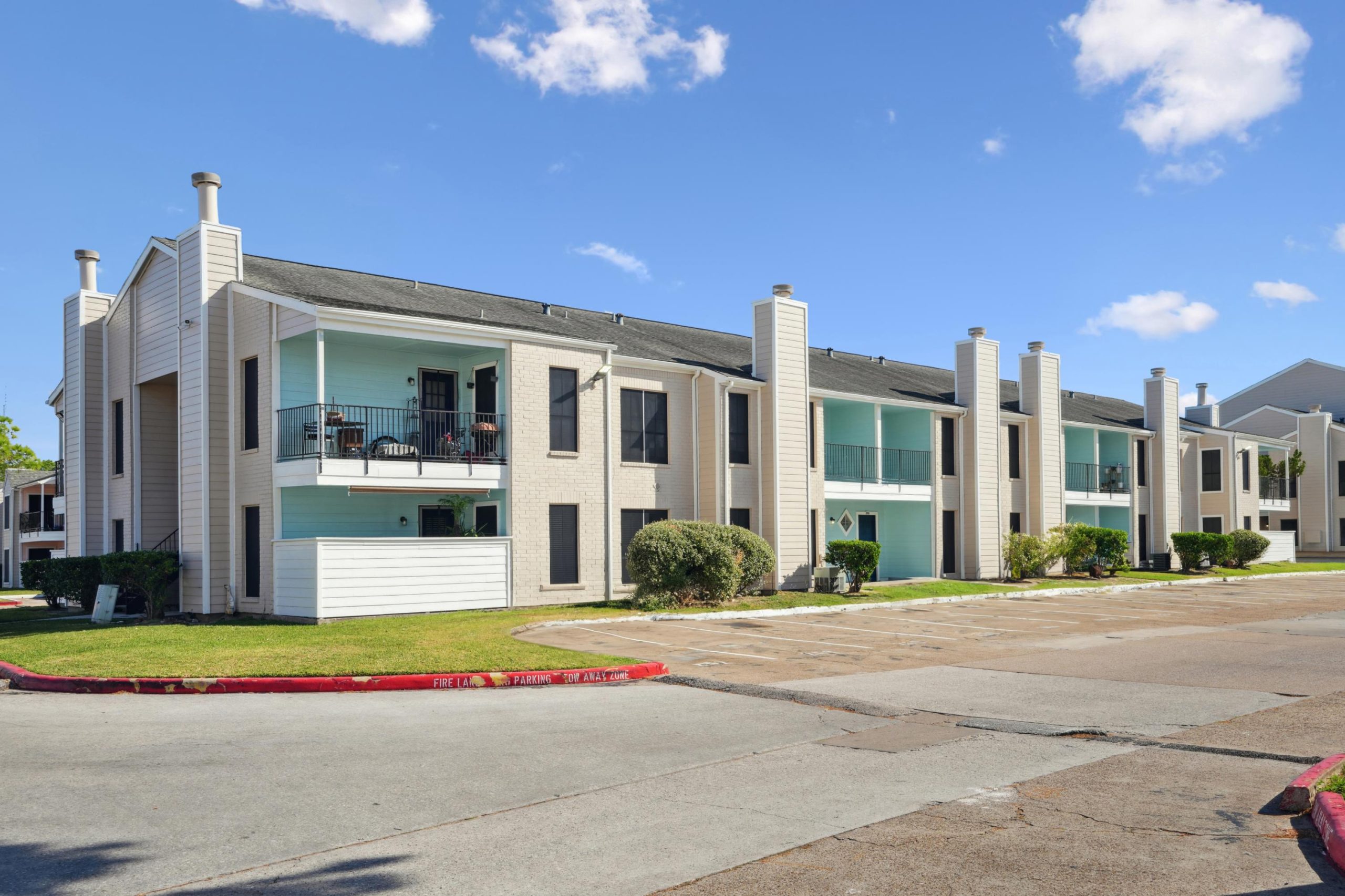 a large brick building with a large window
